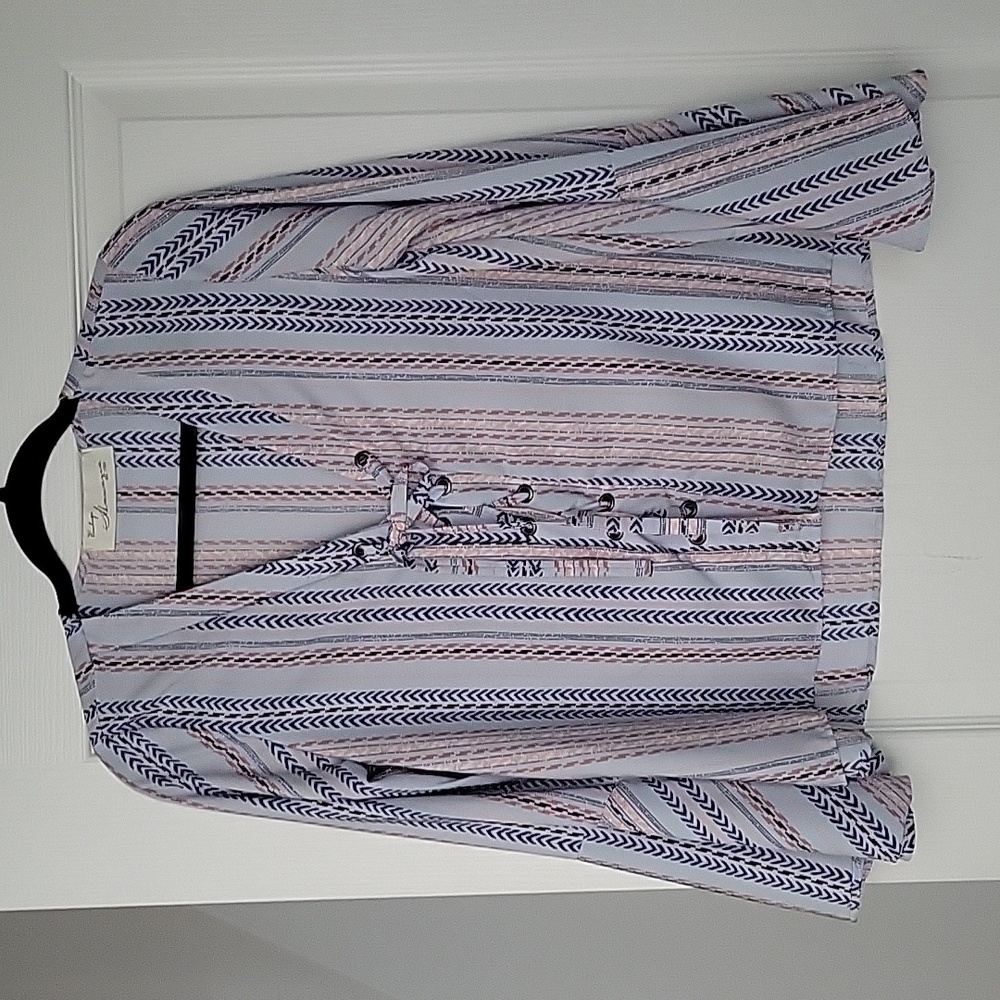 Vintage Havana Bell sleeve blue blouse with cute pattern